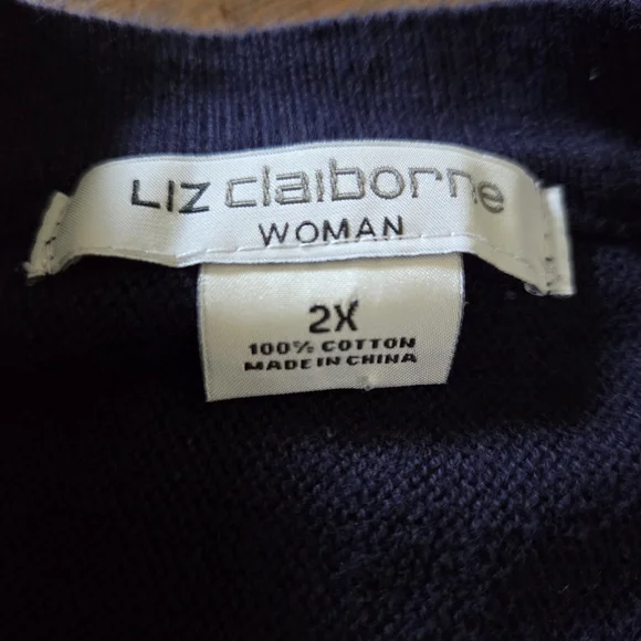 Liz Claiborne Rainbow Colorful Cardigan Knit Womens Plus Size 2X 100% Cotton Y2K - Picture 5 of 9